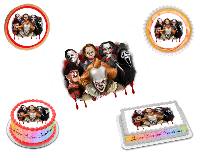 Horror Movie Characters Edible Image Frosting Sheet #4 (70+ sizes)