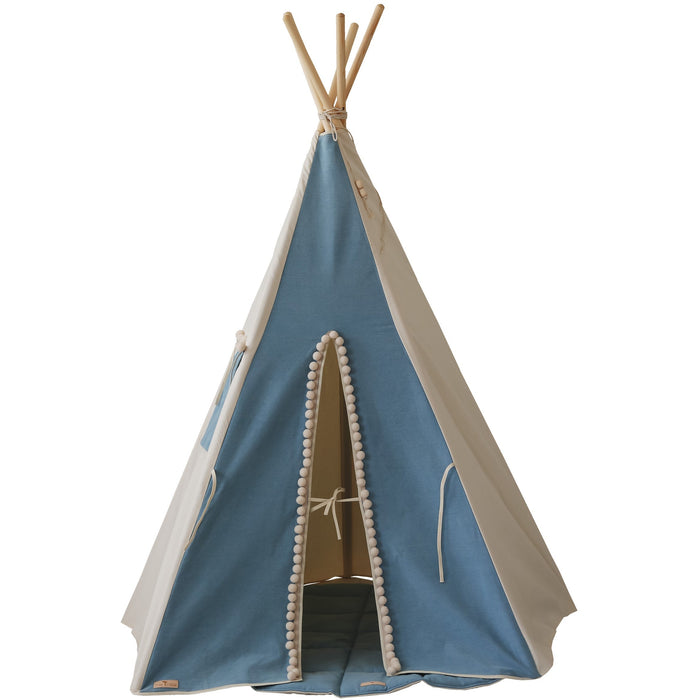 “Jeans” Teepee Tent with Pompoms - Cozy Nursery