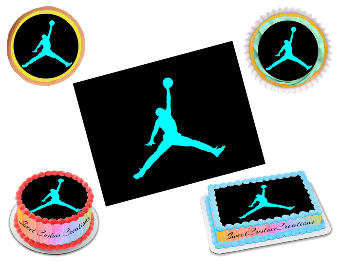 Jordan Jumpman Aqua Edible Image Frosting Sheet #7 (70+ sizes)