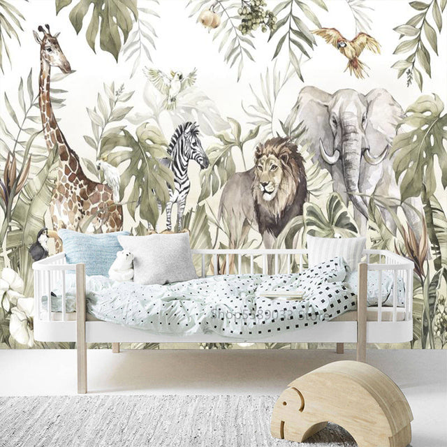 Jungle animal wallpaper - Cozy Nursery