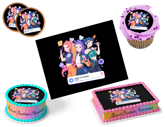 K-Pop Demon Hunters Edible Image Frosting Sheet #44 (80+ sizes)