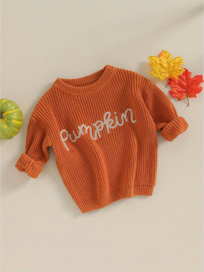 Knitted Baby Pumpkin Sweater - Cozy Nursery