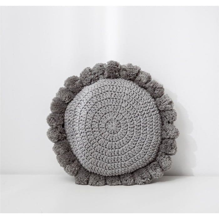 Knitted Sunflower Pompoms Pillow - Cozy Nursery