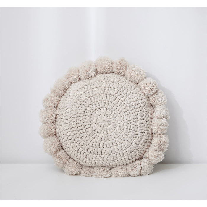 Knitted Sunflower Pompoms Pillow - Cozy Nursery