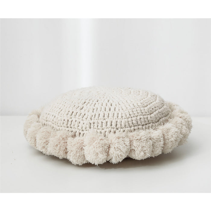 Knitted Sunflower Pompoms Pillow - Cozy Nursery