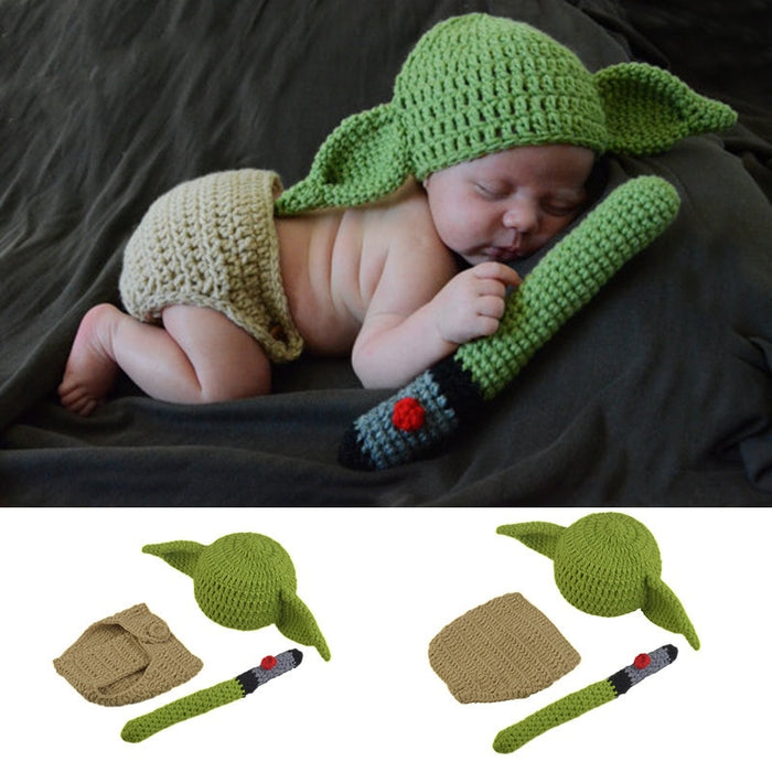 Knitted Yoda Newborn Costume - Cozy Nursery