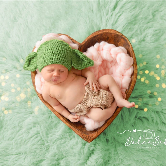 Knitted Yoda Newborn Costume - Cozy Nursery