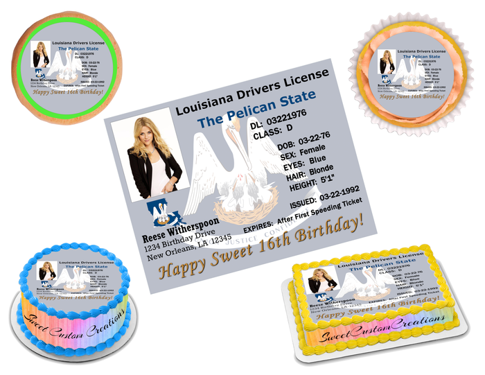 LA Drivers License Edible Image Frosting Sheet (70+ sizes)