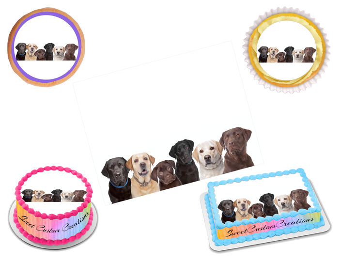 Labrador Edible Image Frosting Sheet #2 Topper (70+ sizes)
