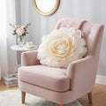 Large 3D Organza Rose Pillow with Core: Glam Floral Cushion, 53Cm