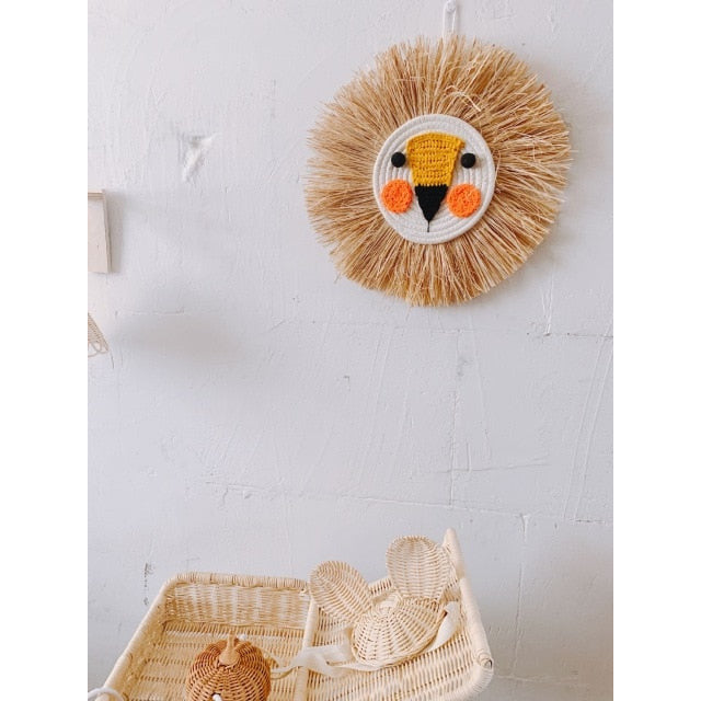 Lion Head Raffia Hanging Safari & Boho Nursery Decor - Cozy Nursery