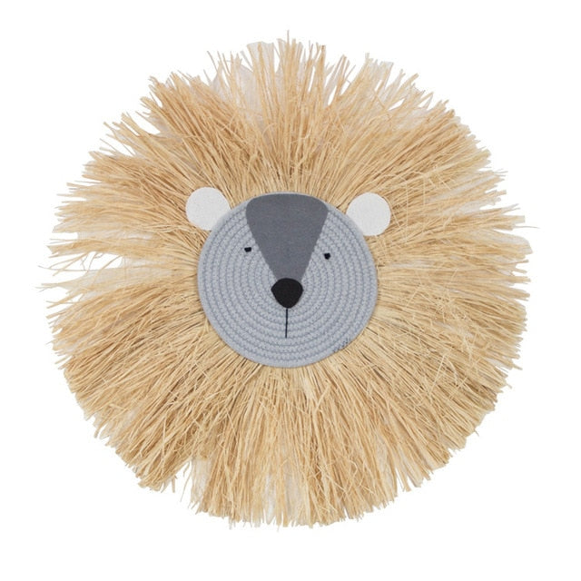 Lion Head Raffia Hanging Safari & Boho Nursery Decor - Cozy Nursery