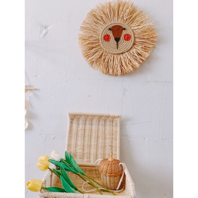 Lion Head Raffia Hanging Safari & Boho Nursery Decor - Cozy Nursery