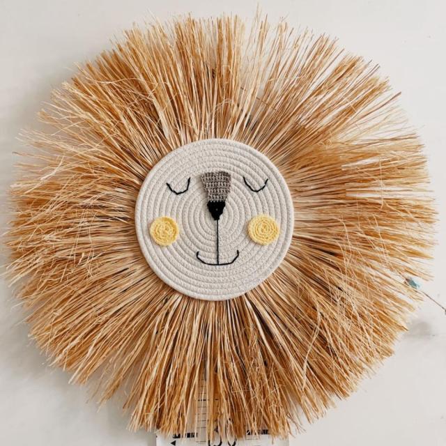 Lion Head Raffia Hanging Safari & Boho Nursery Decor - Cozy Nursery
