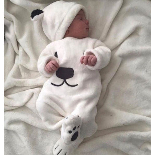 Baby Long Sleeve Fleece Jumpsuit Set 3 pcs - Cozy Nursery