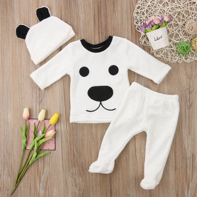 Baby Long Sleeve Fleece Jumpsuit Set 3 pcs - Cozy Nursery