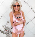 Matching Family Pink Stripe Swimsuits - Cozy Nursery