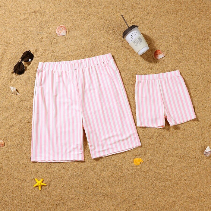 Matching Family Pink Stripe Swimsuits - Cozy Nursery