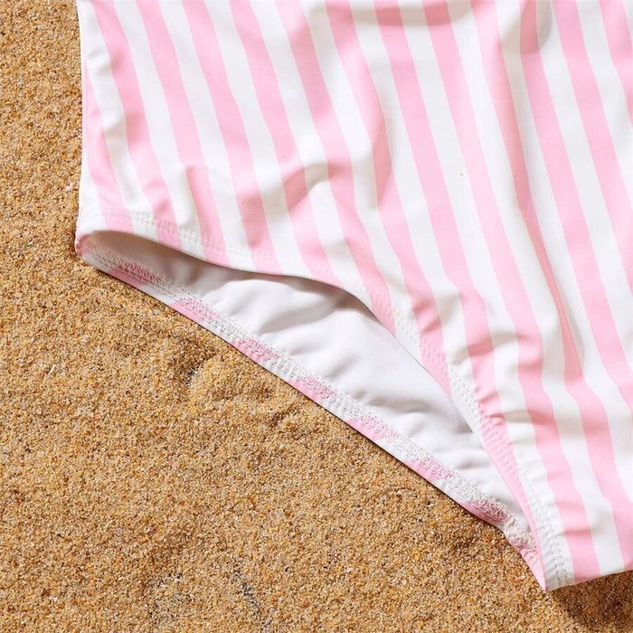 Matching Family Pink Stripe Swimsuits - Cozy Nursery