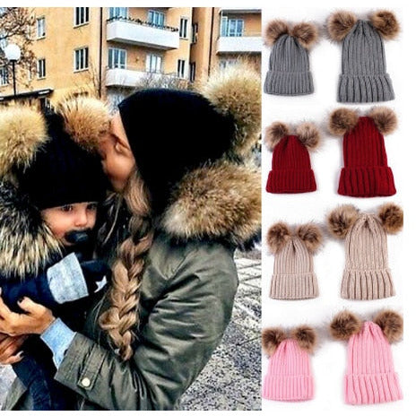 Matching Family Pompom Hat Set - Cozy Nursery