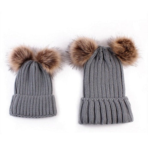 Matching Family Pompom Hat Set - Cozy Nursery