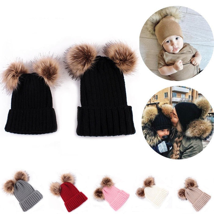 Matching Family Pompom Hat Set - Cozy Nursery