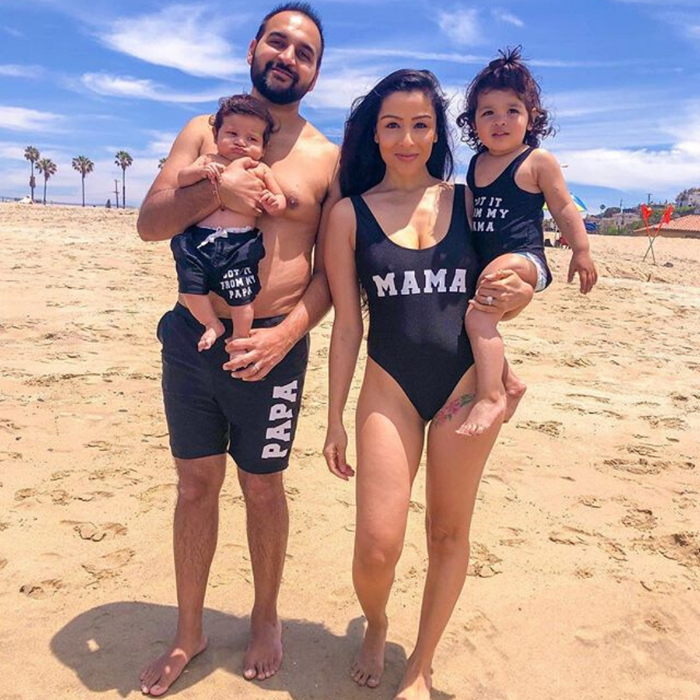 Matching Mom Dad Baby Swimsuit - Cozy Nursery