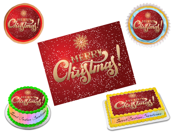 Merry Christmas Edible Image Frosting Sheet #142 Topper (70+ sizes)