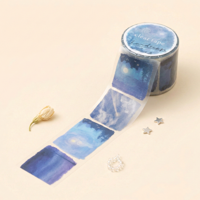 Mind Wave Wide Clear Tape - Landscape - Midnight Moonlight