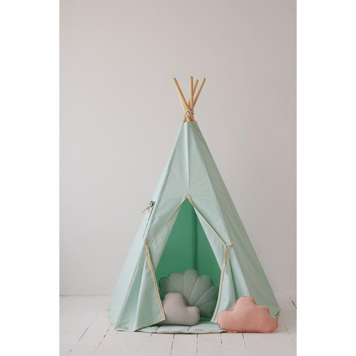 “Mint Fog” Teepee Tent with Pompoms