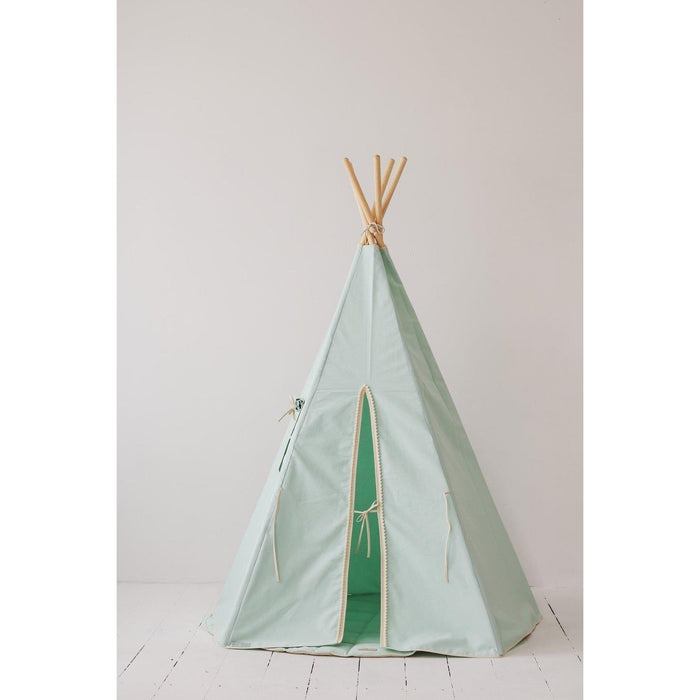 “Mint Fog” Teepee Tent with Pompoms