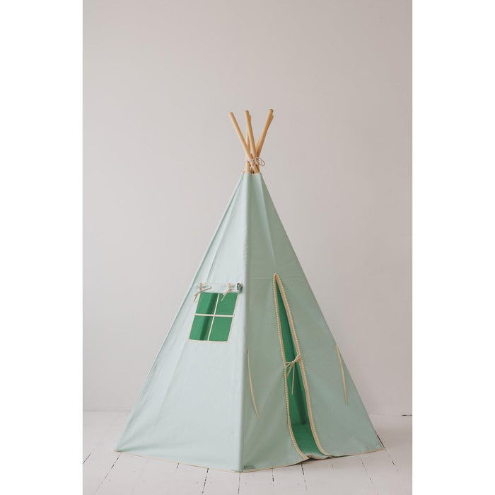 “Mint Fog” Teepee Tent with Pompoms