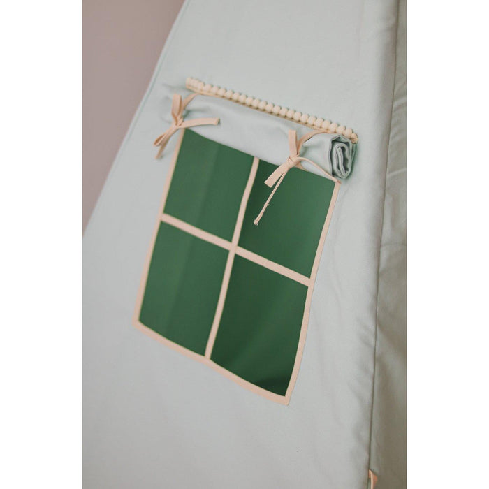 “Mint Fog” Teepee Tent with Pompoms