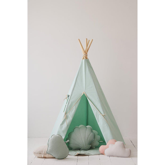 “Mint Fog” Teepee Tent with Pompoms
