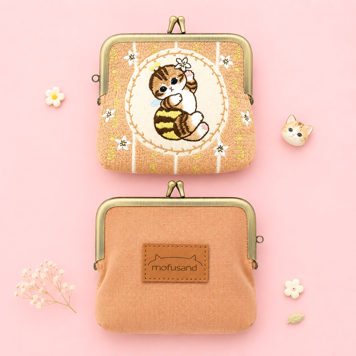 Mofusand Kiss-Lock Purse - Beige