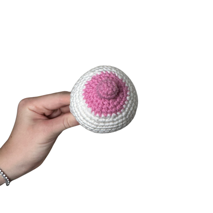 Mommy Boob Newborn Teether Handmade Crochet Rattle