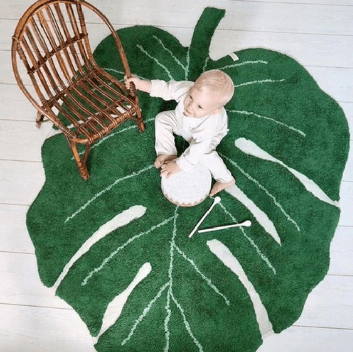 Monstera Leaf Rug - Cozy Nursery