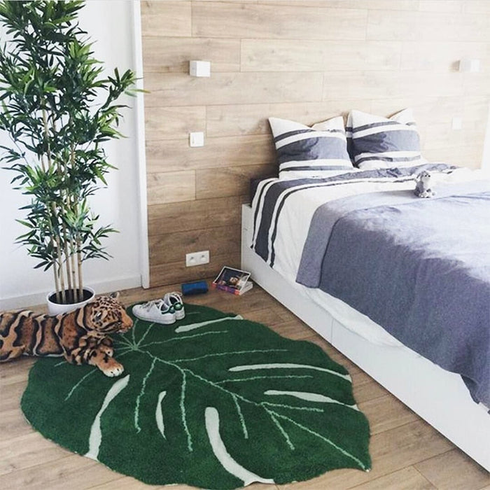 Monstera Leaf Rug - Cozy Nursery