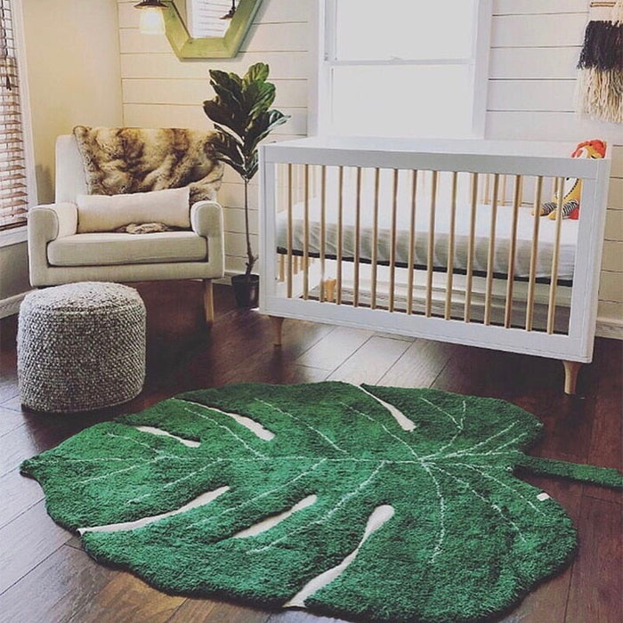 Monstera Leaf Rug - Cozy Nursery