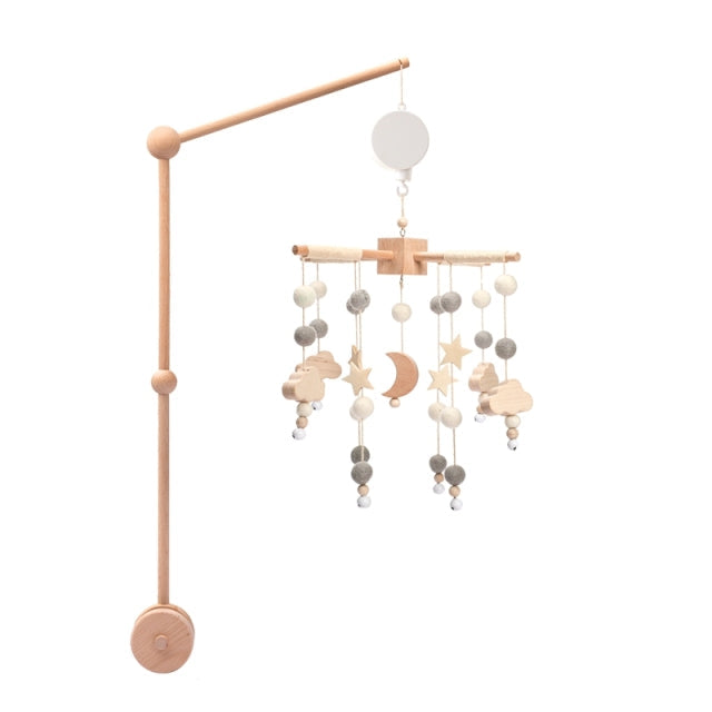 Moon Crib Mobile & Wooden Arm - Cozy Nursery
