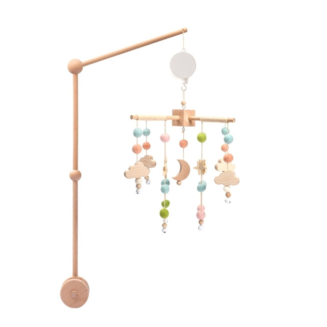 Moon Crib Mobile & Wooden Arm - Cozy Nursery