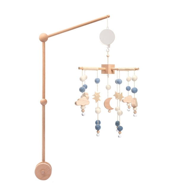 Moon Crib Mobile & Wooden Arm - Cozy Nursery