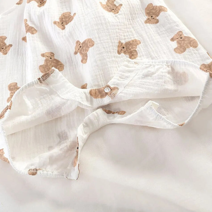 Muslin Bear Baby Romper with Hat Bundle