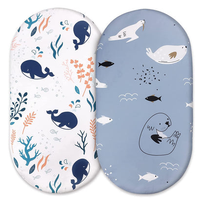 Nautical Whale Crib Mattress Cover Set of 2