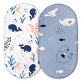 Nautical Whale Crib Mattress Cover Set of 2