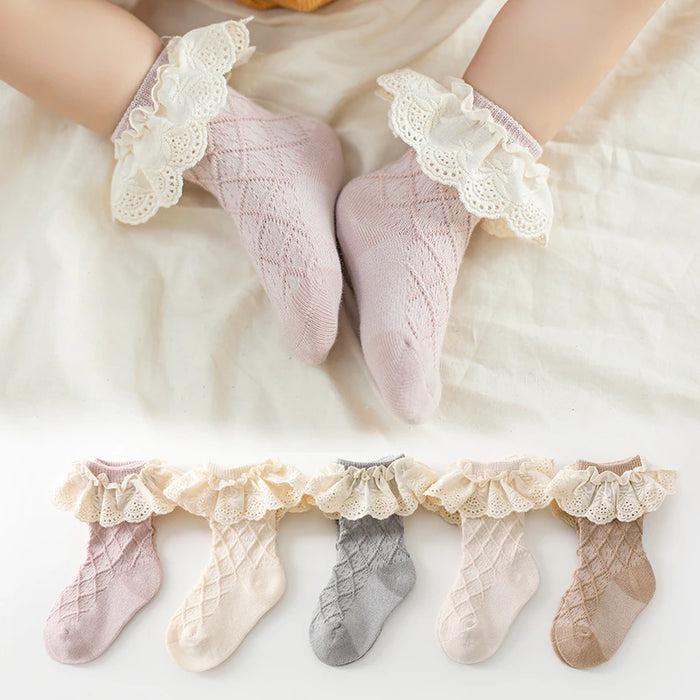 Newborn Baby Girls Leg Ruffled Long Socks