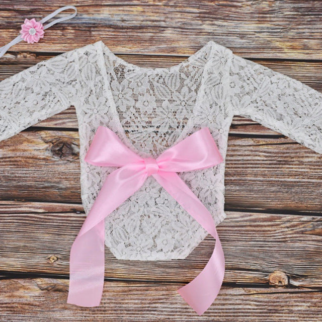 Newborn lace romper & hair band set - Cozy Nursery