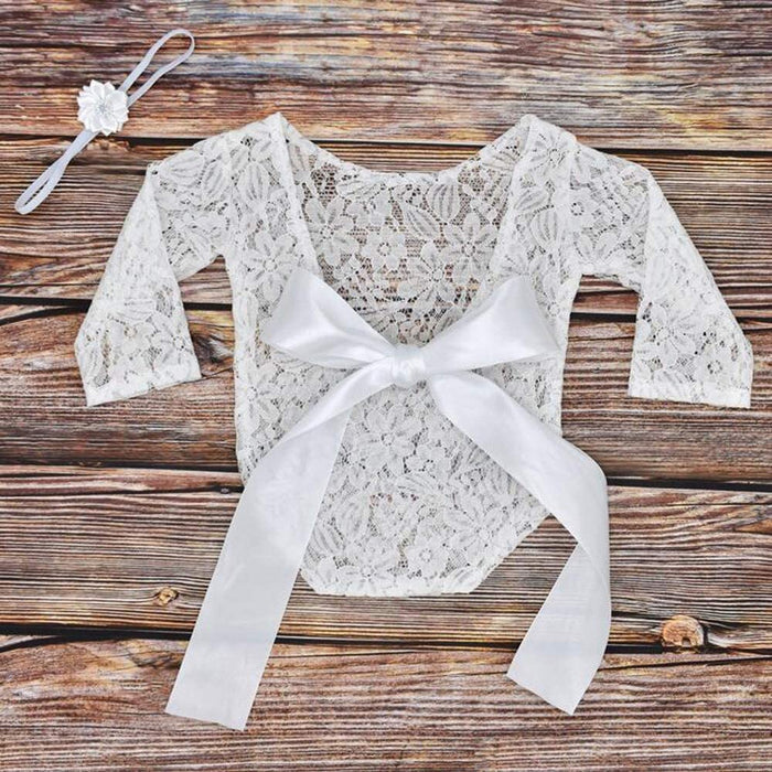 Newborn lace romper & hair band set - Cozy Nursery