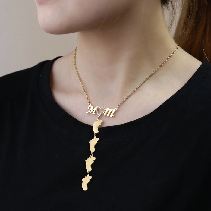 Personalized Foot Print Mother's day Necklace