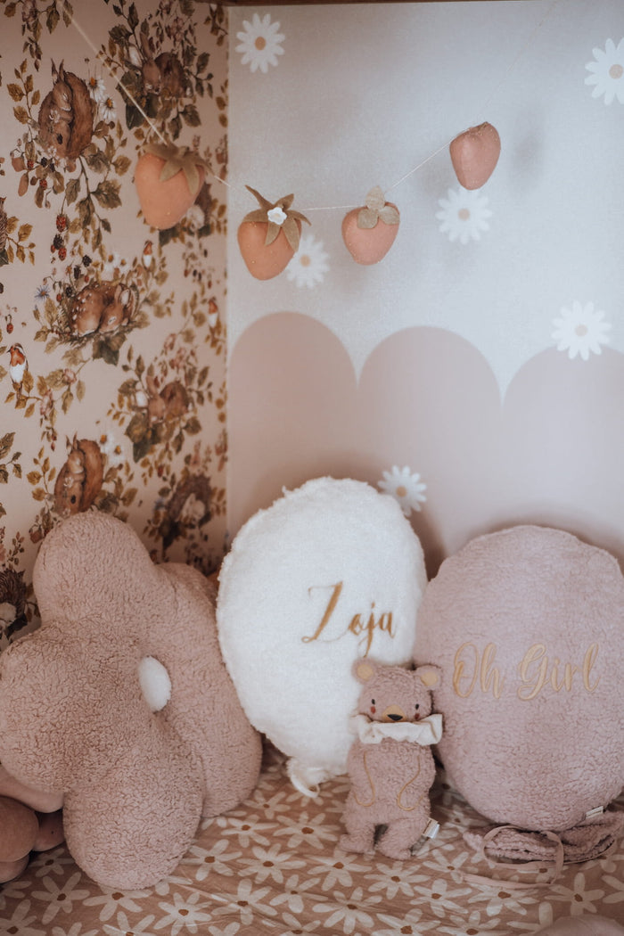 Pink Daisy Pillow Large - Cozy Nursery